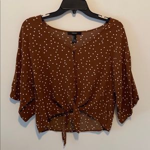 Brown polka dot blouse